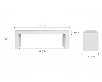 Moe's Lazarus Outdoor Bench - White