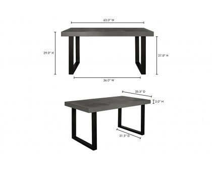 Moe's Jedrik Contemporary Rectangular Outdoor Dining Table - Dark Gray, Small