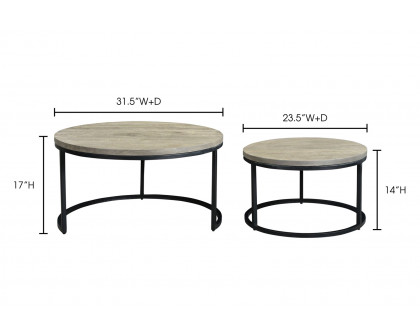 Moe's Drey Round Nesting Coffee Tables Set of 2 - Gray