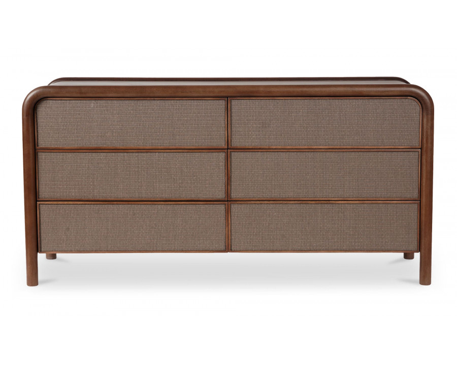 Moe's - Rye Contemporary 6 Drawers Dresser in Warm Brown