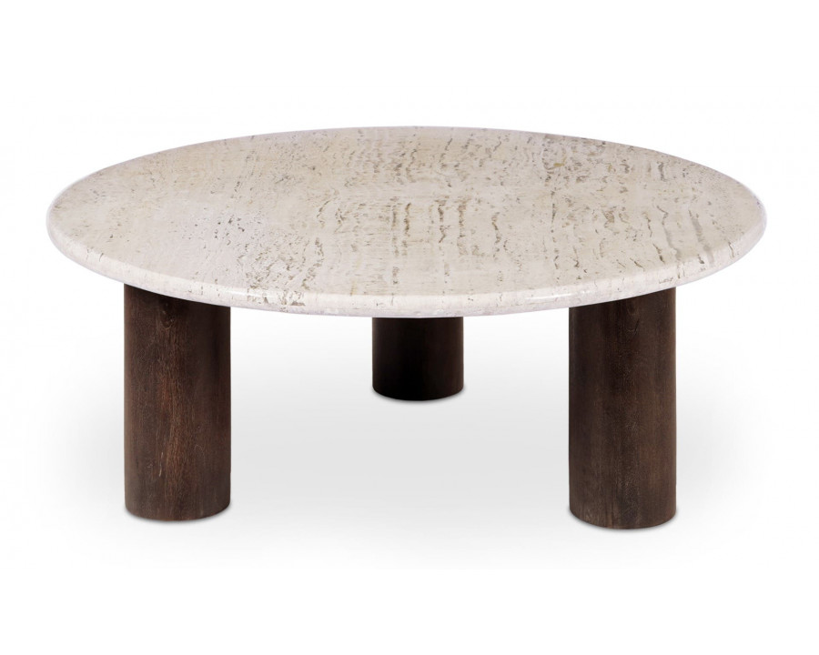 Moe's - Landon Contemporary Round Coffee Table in Beige Travertine