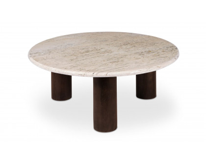 Moe's - Landon Contemporary Round Coffee Table in Beige Travertine