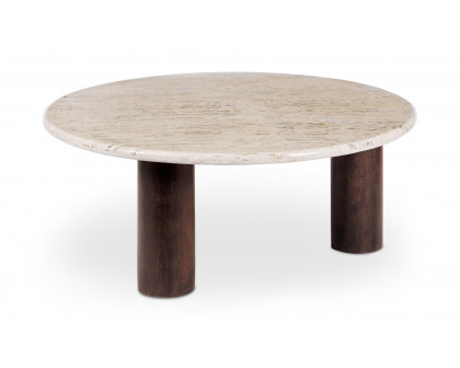 Moe's - Landon Contemporary Round Coffee Table in Beige Travertine