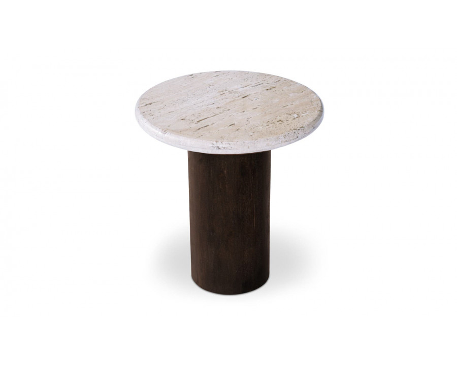 Moe's - Landon Contemporary Round Accent Table in Beige Travertine