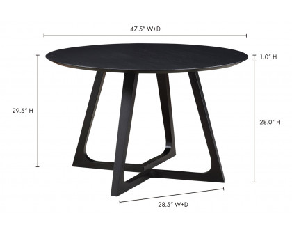 Moe's Godenza Mid-Century Modern Round Dining Table - Black