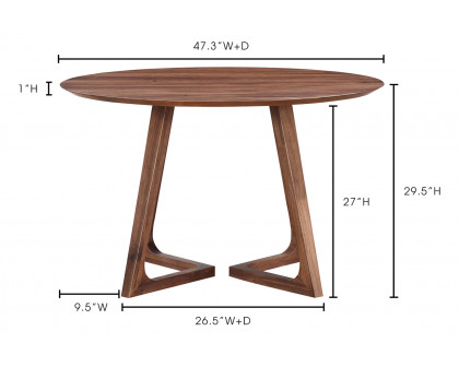 Moe's Godenza Mid-Century Modern Round Dining Table - Brown