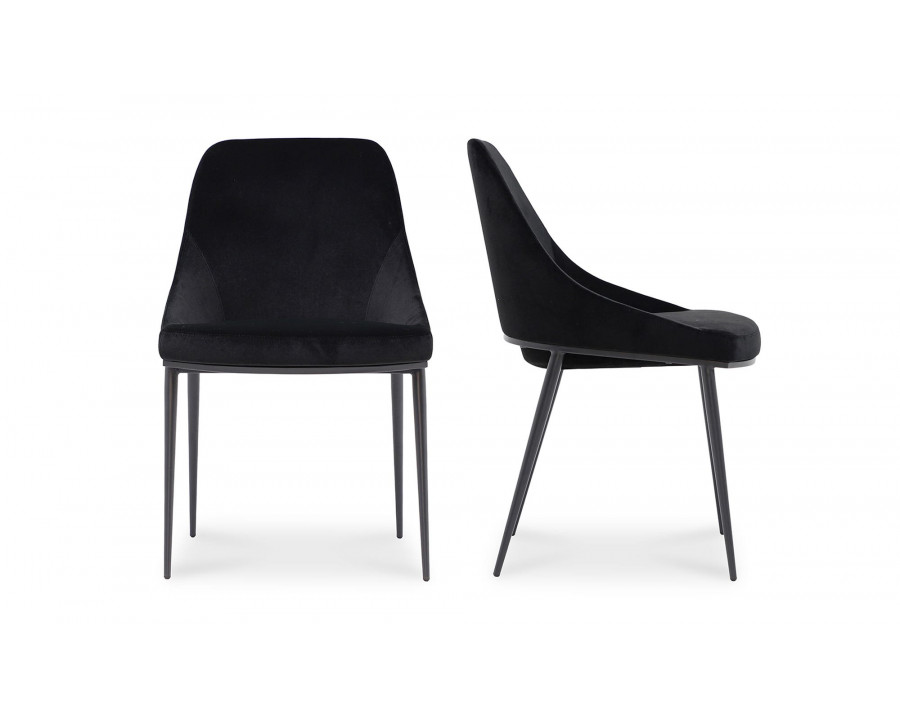 Moe's Sedona Contemporary Dining Chair Set of 2 - Shadowed Black Velvet