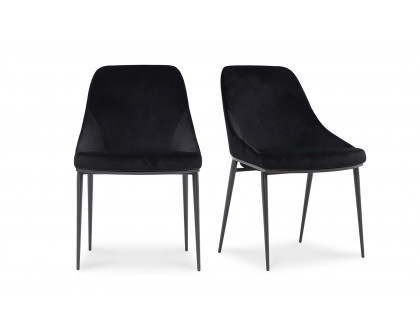 Moe's Sedona Contemporary Dining Chair Set of 2 - Shadowed Black Velvet