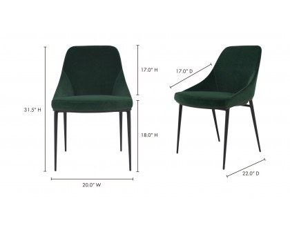 Moe's Sedona Contemporary Dining Chair Set of 2 - Green