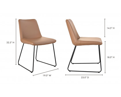 Moe's Villa Contemporary Dining Chair Set of 2 - Light Brown