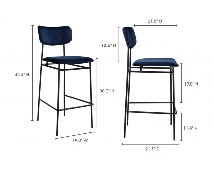 Moe's Sailor Bar Stool - Blue