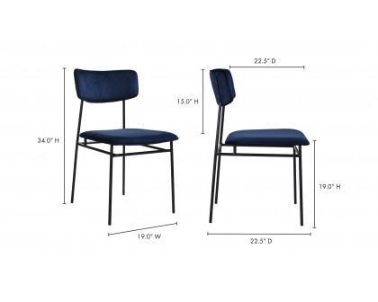 Moe's Sailor Modern Dining Chair Set of 2 - Blue