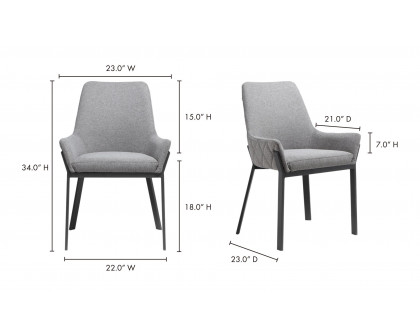 Moe's - Lloyd Contemporary Dining Chair Set of 2 in Dark Gray