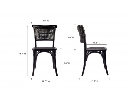 Moe's Churchill Rustic Dining Chair Set of 2 - Black