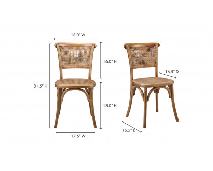 Moe's Churchill Rustic Dining Chair Set of 2 - Light Brown