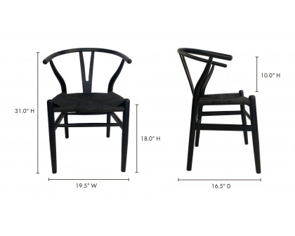 Moe's Ventana Scandinavian Dining Chair Set of 2 - Black