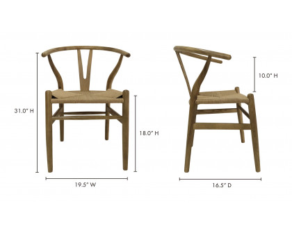 Moe's Ventana Scandinavian Dining Chair Set of 2 - Natural