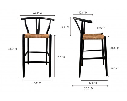 Moe's Ventana Bar Stool - Black and Natural