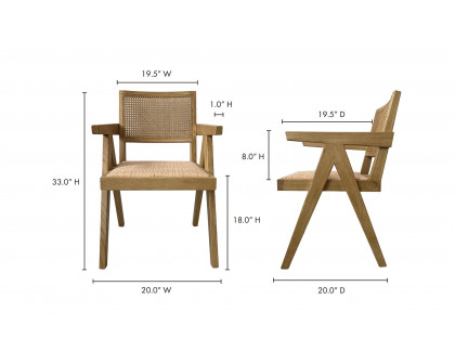 Moe's Takashi Mid-Century Modern Chair Set of 2 - Natural