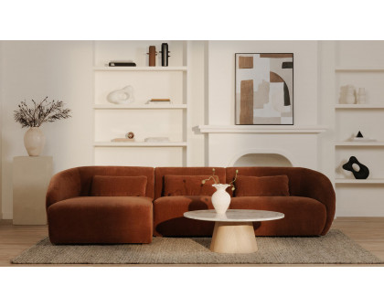 Moe's Amelia Lounge Contemporary Modular Sectional - Chestnut, Left Facing