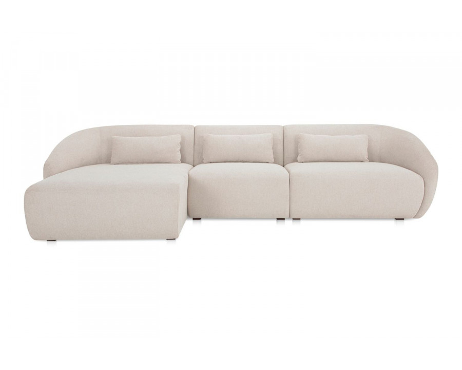 Moe's Amelia Lounge Contemporary Modular Sectional - Warm White, Left Facing