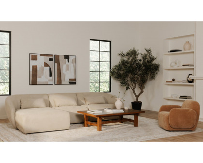 Moe's Amelia Lounge Contemporary Modular Sectional - Warm White, Left Facing