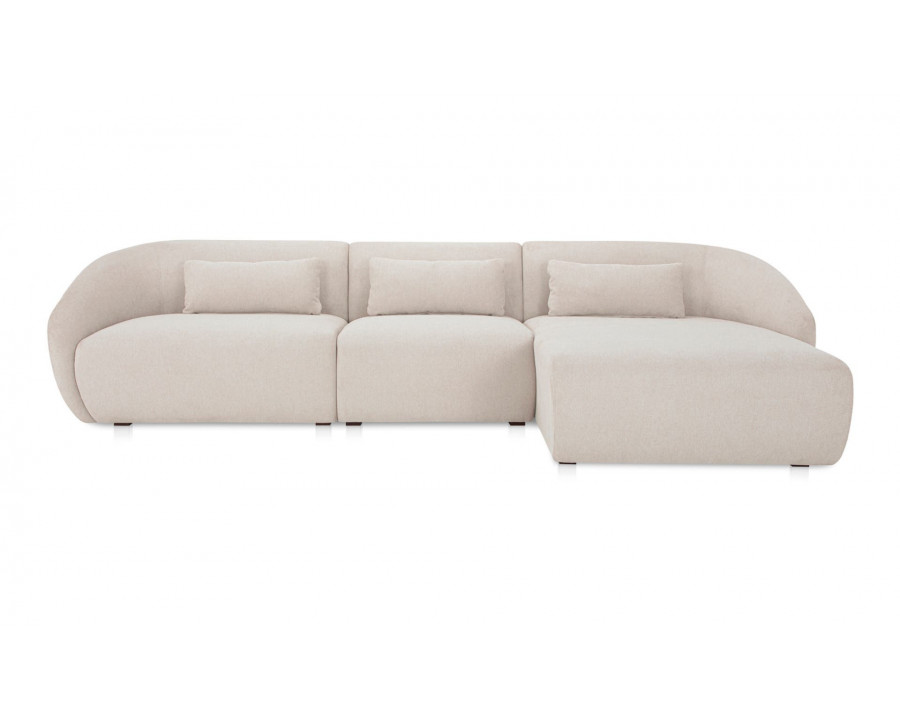 Moe's Amelia Lounge Contemporary Modular Sectional - Warm White, Right Facing