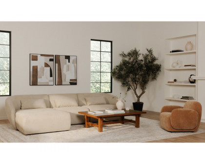 Moe's Amelia Lounge Contemporary Modular Sectional - Warm White, Right Facing