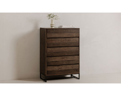 Moe's - Elena Rustic 5 Drawers Chest in Brown