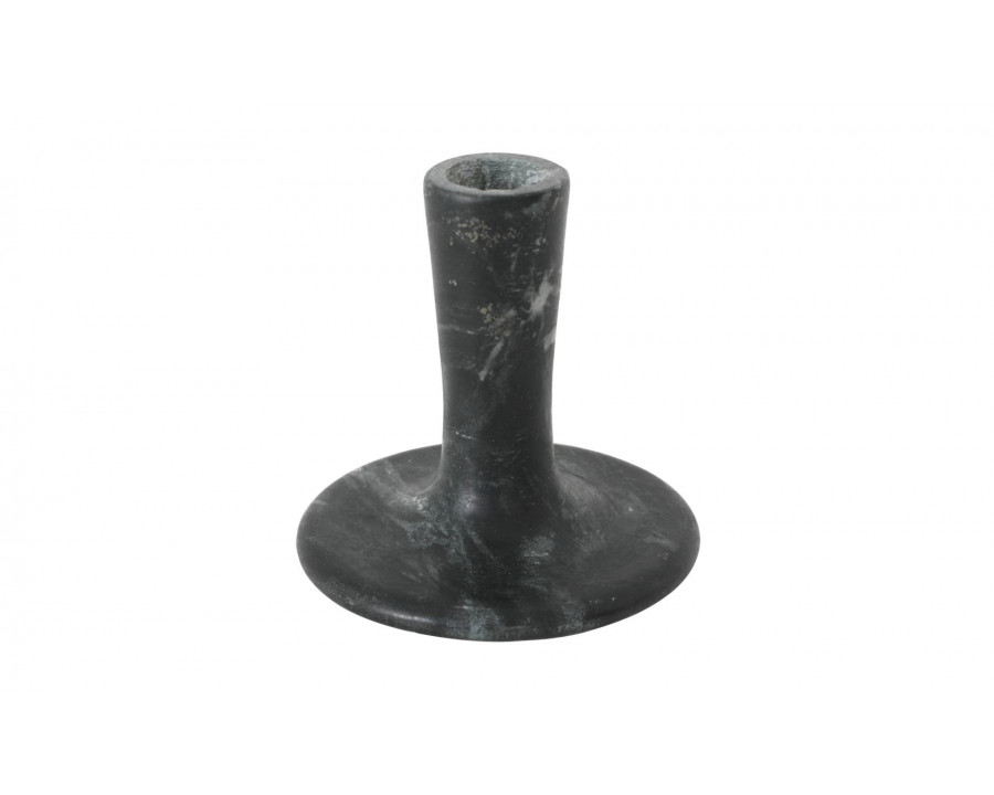 Moe's East Modern Short Candle Holder - Black Vein Marble