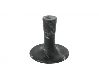 Moe's East Modern Short Candle Holder - Black Vein Marble