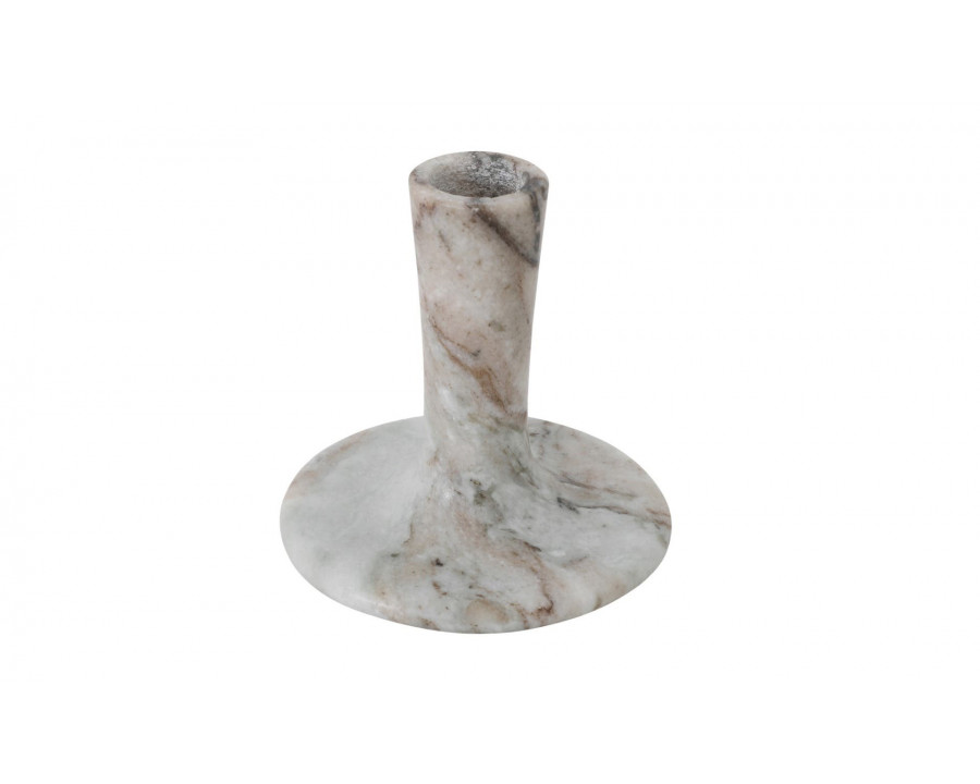 Moe's East Modern Short Candle Holder - Brown Torrent Marble