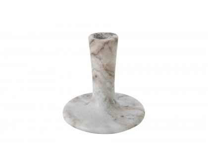 Moe's East Modern Short Candle Holder - Brown Torrent Marble