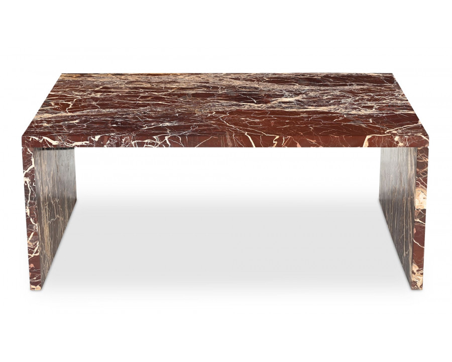 Moe's Rosa Modern Coffee Table - Rosso Levanto Marble