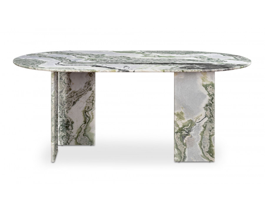 Moe's Celia Contemporary Oval Dining Table - Green Onyx Marble