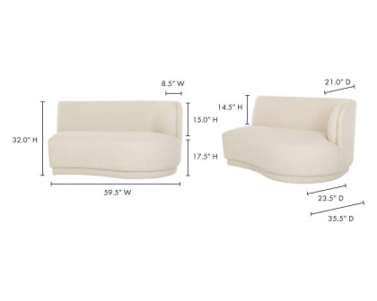 Moe's™ Yoon 2 Seat Sofa - Sweet Cream, Right Chaise