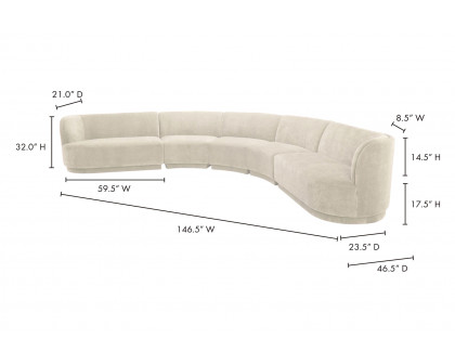 Moe's Yoon Radius Modular Sectional - Sweet Cream