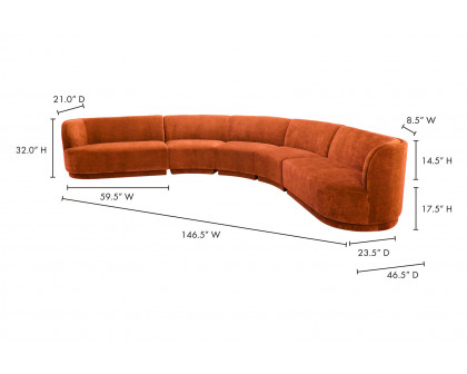 Moe's Yoon Radius Modular Sectional - Fired Rust