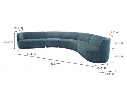 Moe's Yoon Radius Modular Sectional - Nightshade Blue