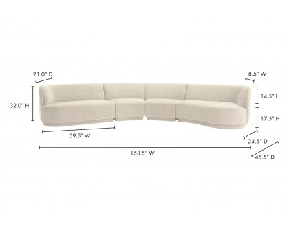 Moe's Yoon Eclipse Modular Sectional - Sweet Cream, Right Chaise