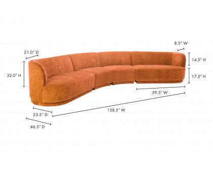 Moe's Yoon Eclipse Modular Sectional - Fired Rust, Right Chaise