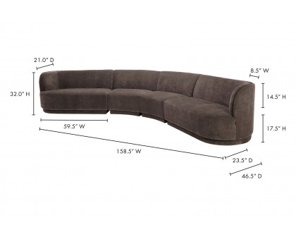 Moe's Yoon Eclipse Modular Sectional - Umbra Gray, Right Chaise