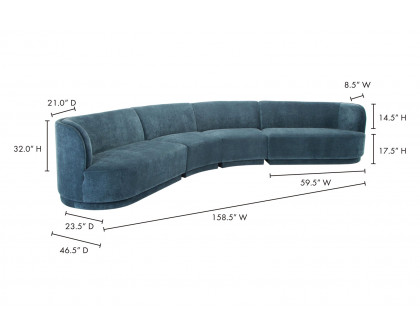 Moe's Yoon Eclipse Modular Sectional - Nightshade Blue, Right Chaise