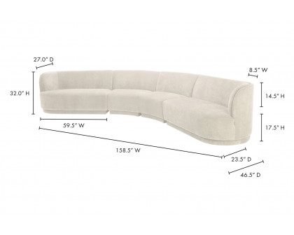 Moe's Yoon Eclipse Modular Sectional - Sweet Cream, Left Chaise