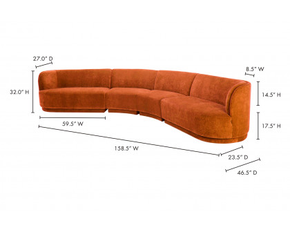 Moe's Yoon Eclipse Modular Sectional - Fired Rust, Left Chaise