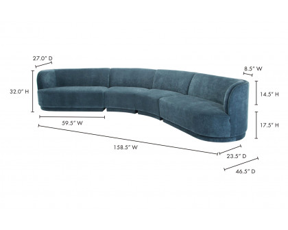 Moe's Yoon Eclipse Modular Sectional - Nightshade Blue, Left Chaise