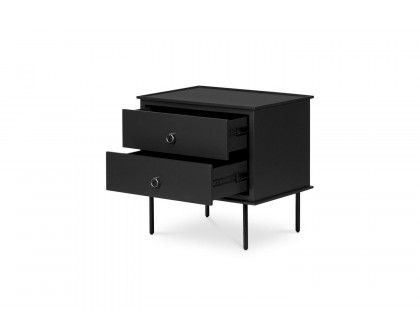 Moe's Reagan Contemporary 2 Drawer Nightstand - Black