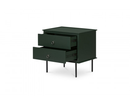 Moe's Reagan Contemporary 2 Drawer Nightstand - Deep Green