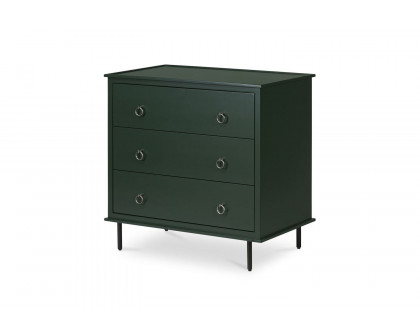 Moe's Reagan Contemporary 3 Drawer Nightstand - Deep Green