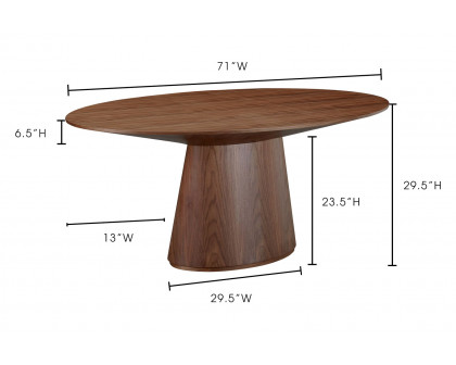 Moe's Otago Oval Dining Table - Brown, 71"